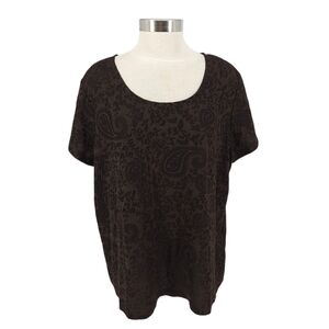 Soft By Avenue Shirt Brown Floral Paisley Short Sleeve Top 22 24